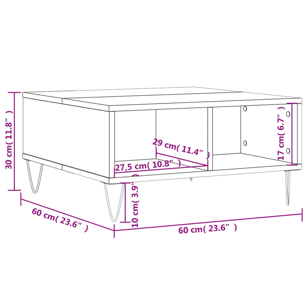 Coffee Table White 60x60x30 cm Engineered Wood