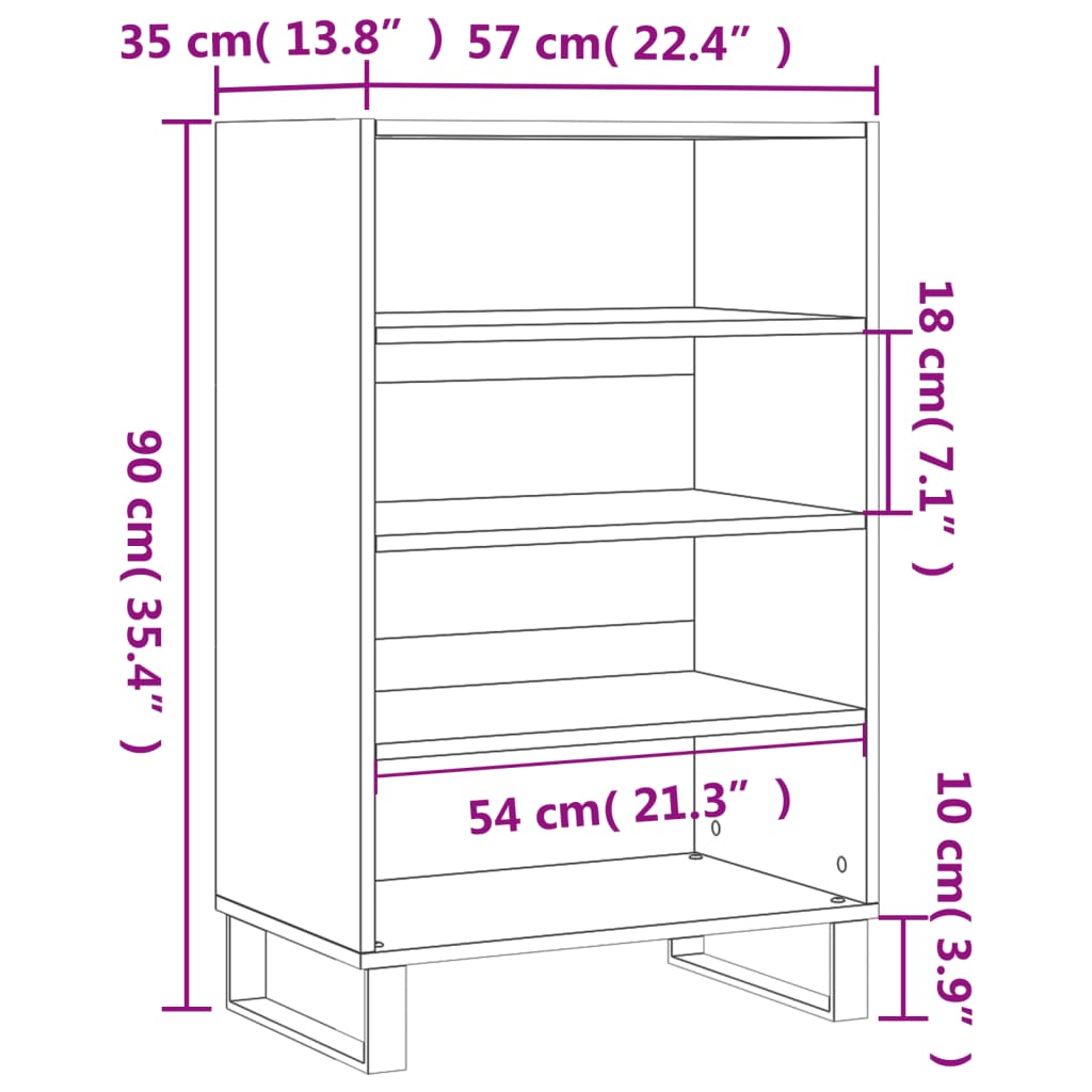 Highboard Smoked Oak 57x35x90 cm Engineered Wood