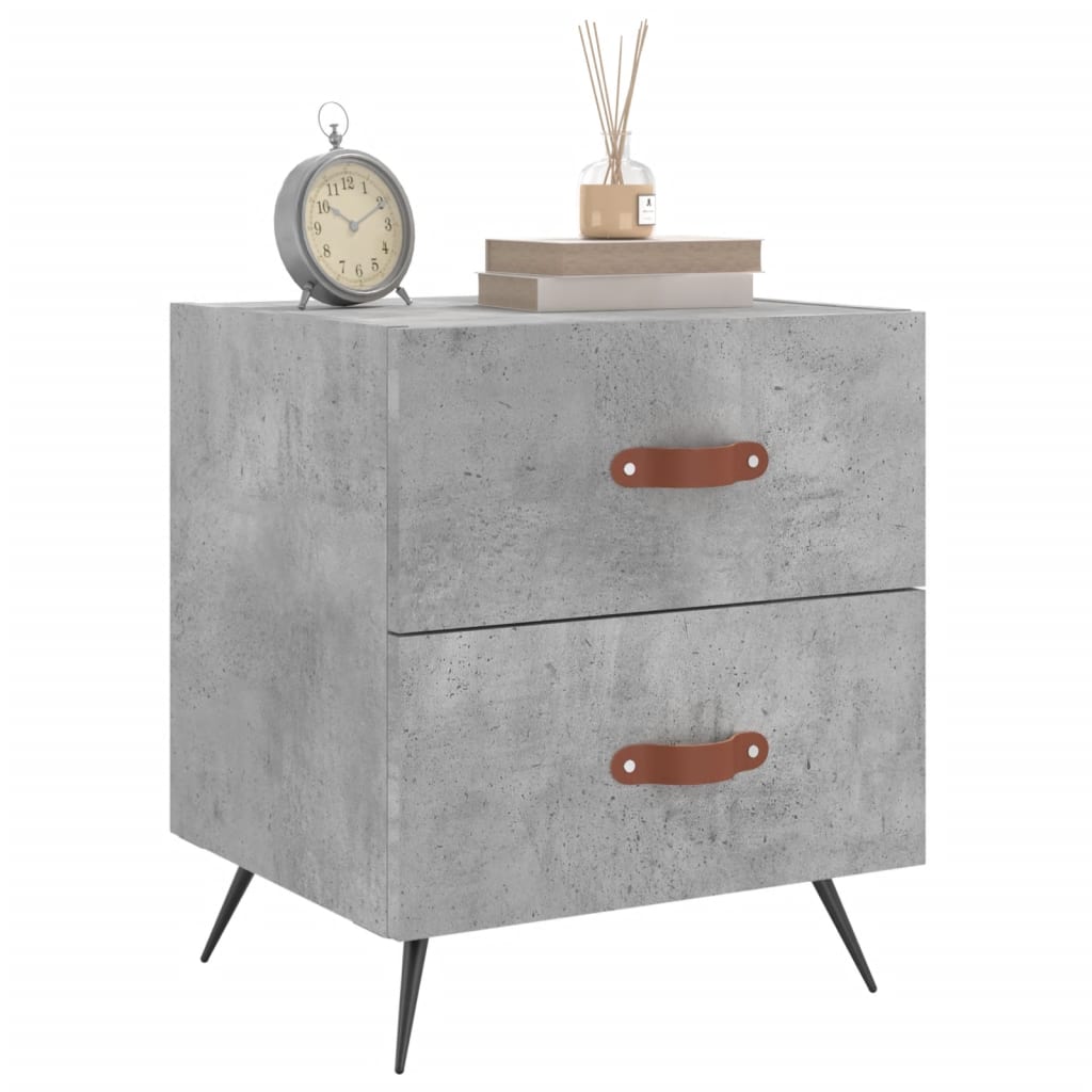 Bedside Cabinet Concrete Grey 40x35x47.5 cm Engineered Wood