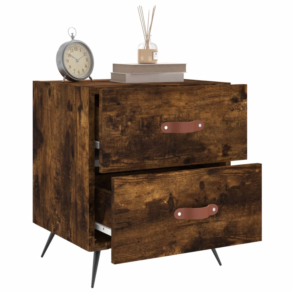 Bedside Cabinet Smoked Oak 40x35x47.5 cm Engineered Wood