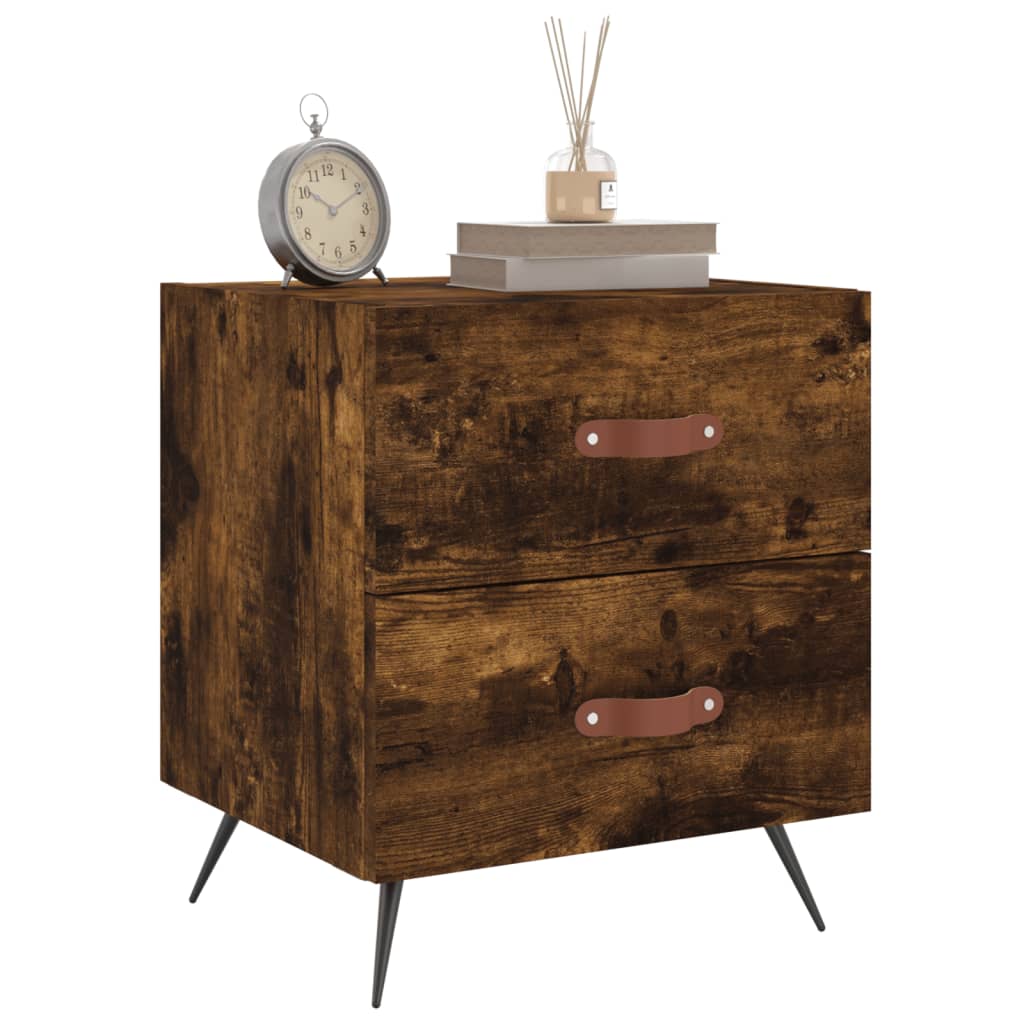 Bedside Cabinet Smoked Oak 40x35x47.5 cm Engineered Wood