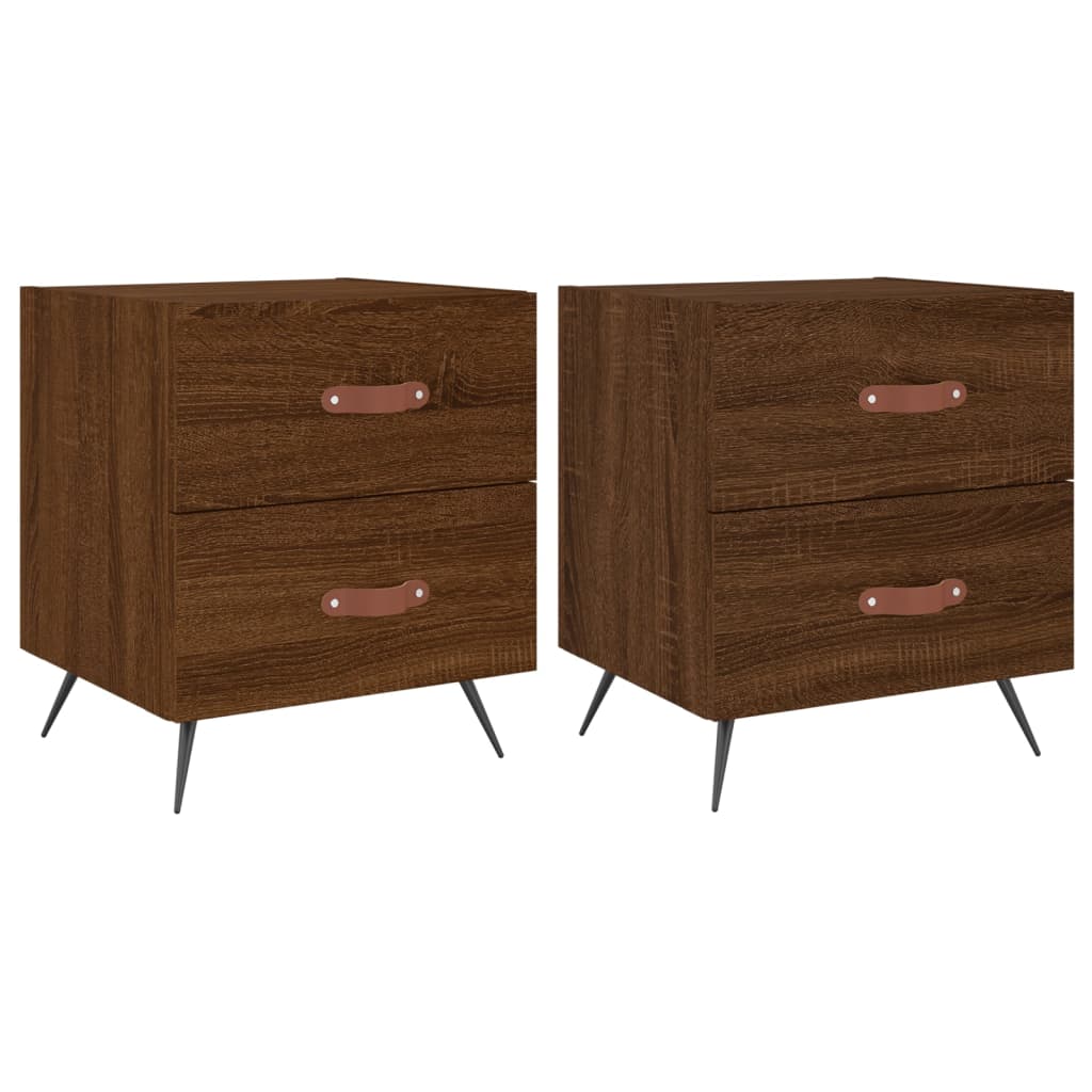 Bedside Cabinets 2 pcs Brown Oak 40x35x47.5 cm Engineered Wood