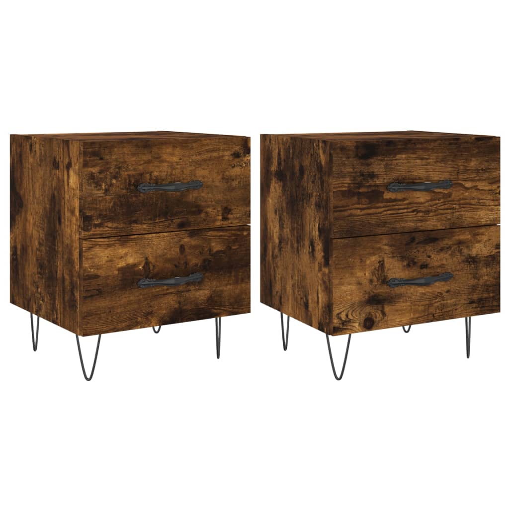 Bedside Cabinets 2 pcs Smoked Oak 40x35x47.5 cm Engineered Wood