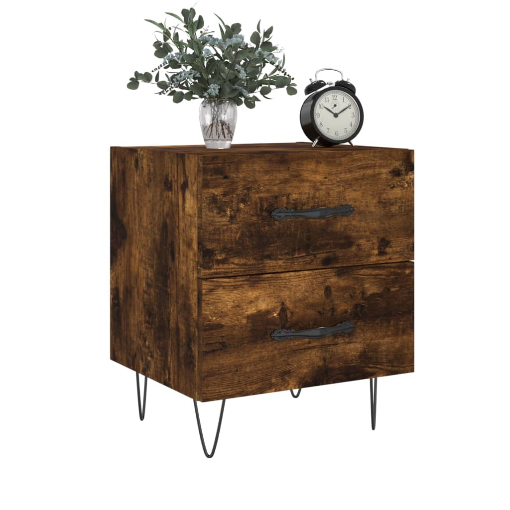 Bedside Cabinets 2 pcs Smoked Oak 40x35x47.5 cm Engineered Wood