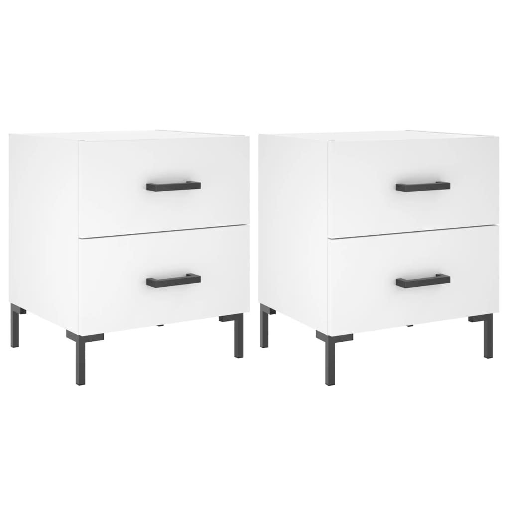 Bedside Cabinets 2 pcs White 40x35x47.5 cm Engineered Wood