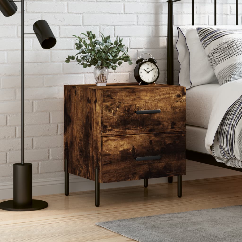 Bedside Cabinet Smoked Oak 40x35x47.5 cm Engineered Wood