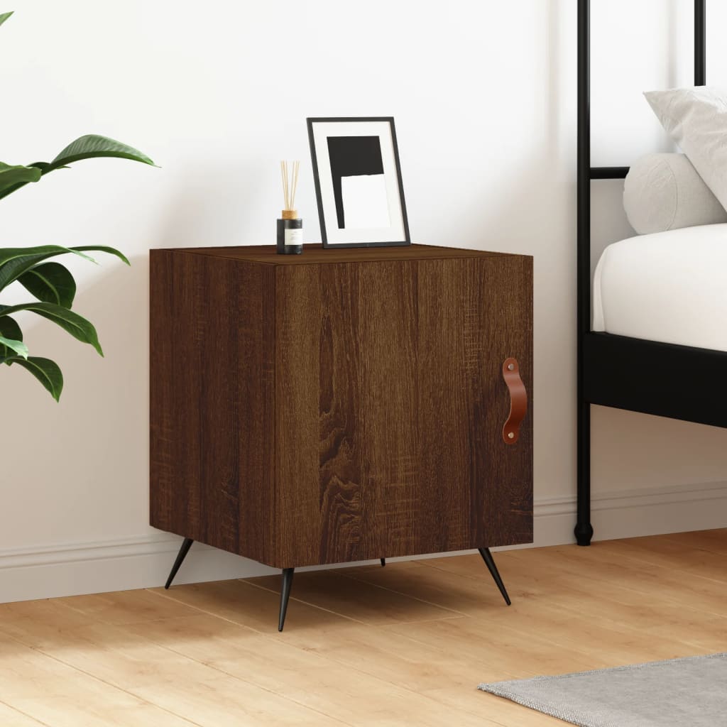 Bedside Cabinet Brown Oak 40x40x50 cm Engineered Wood