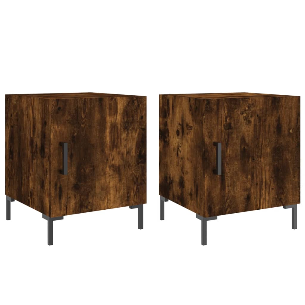 Bedside Cabinets 2 pcs Smoked Oak 40x40x50 cm Engineered Wood