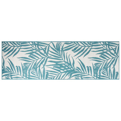 Outdoor Rug Aqua and White 80x250 cm Reversible Design