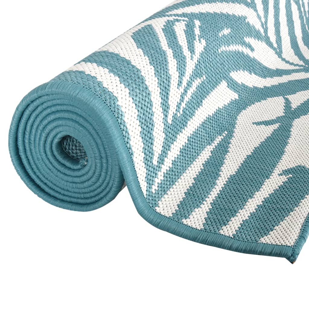 Outdoor Rug Aqua and White 80x250 cm Reversible Design