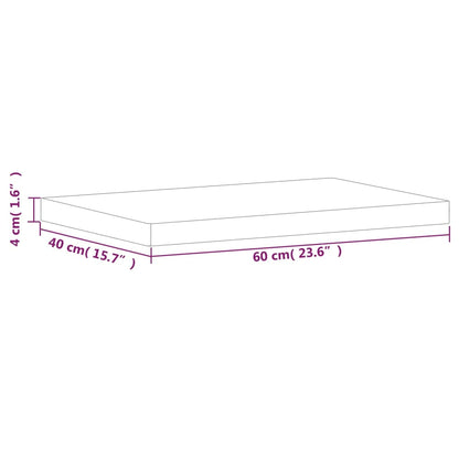 Table Top 60x40x4 cm Rectangular Solid Wood Beech