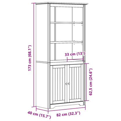 Bookcase BODO White 80x40x172 cm Solid Wood Pine