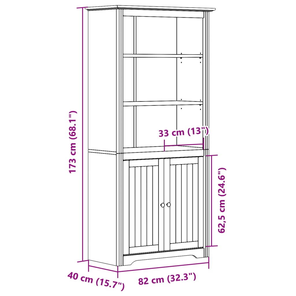 Bookcase BODO White and Brown 80x40x172 cm Solid Wood Pine