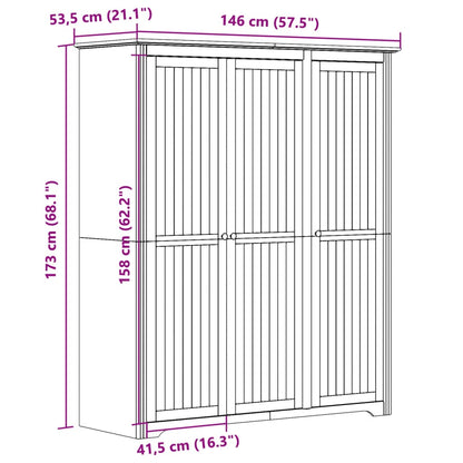 Wardrobe BODO Grey 151.5x52x176.5 cm Solid Wood Pine