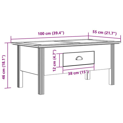 Coffee Table BODO White 100x55x45 cm Solid Wood Pine