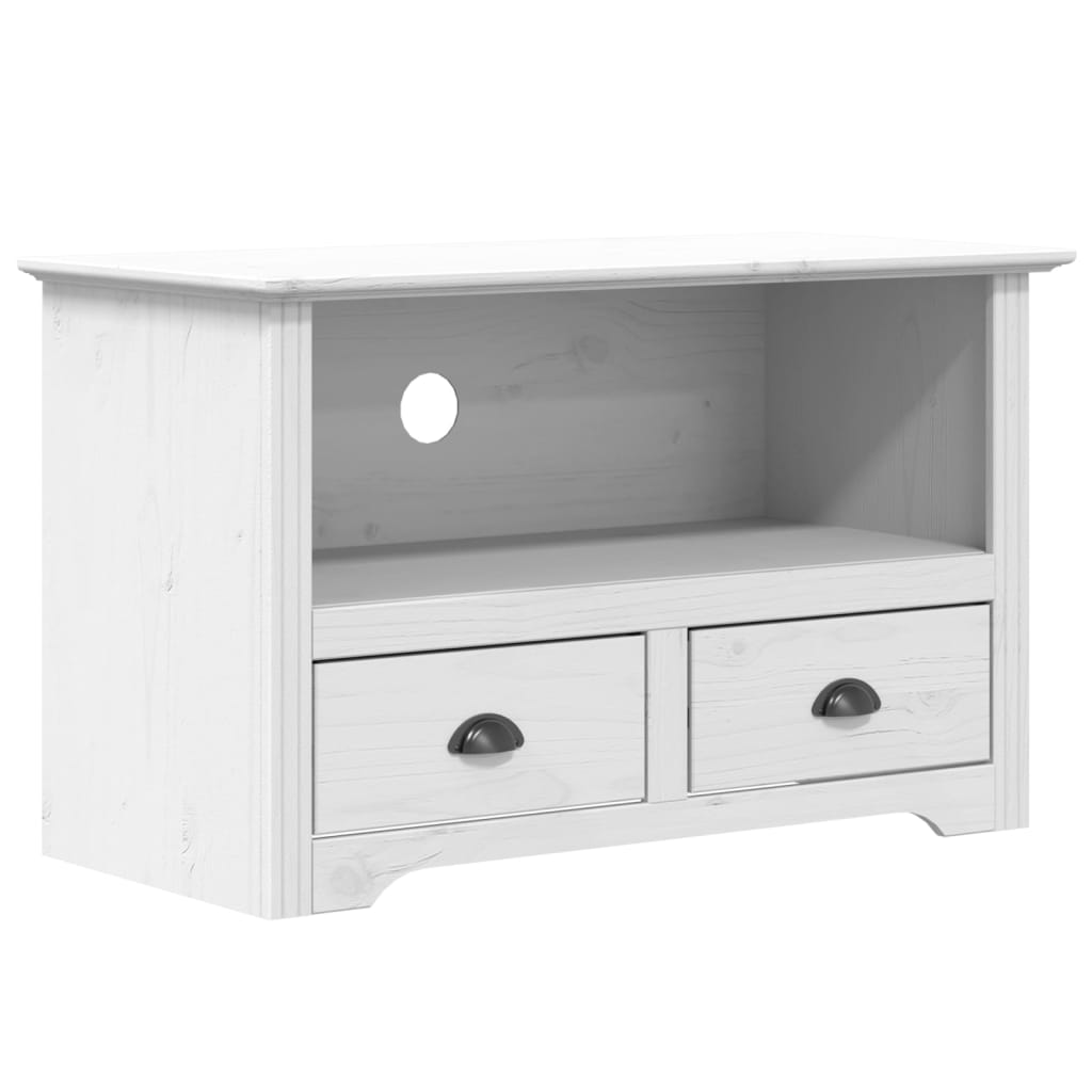 TV Cabinet with 2 Drawers BODO White 91x43x56 cm Solid Wood Pine