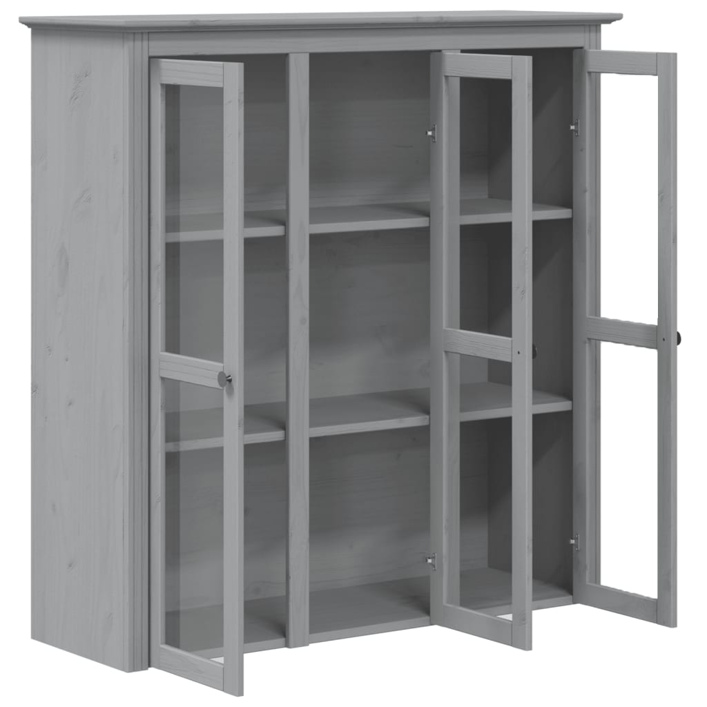 Cabinet with Glass Doors BODO Grey Solid Wood Pine