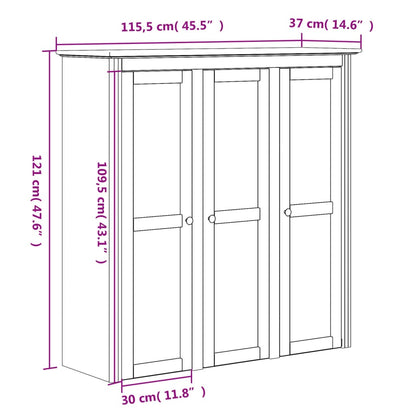 Cabinet with Glass Doors BODO Grey Solid Wood Pine