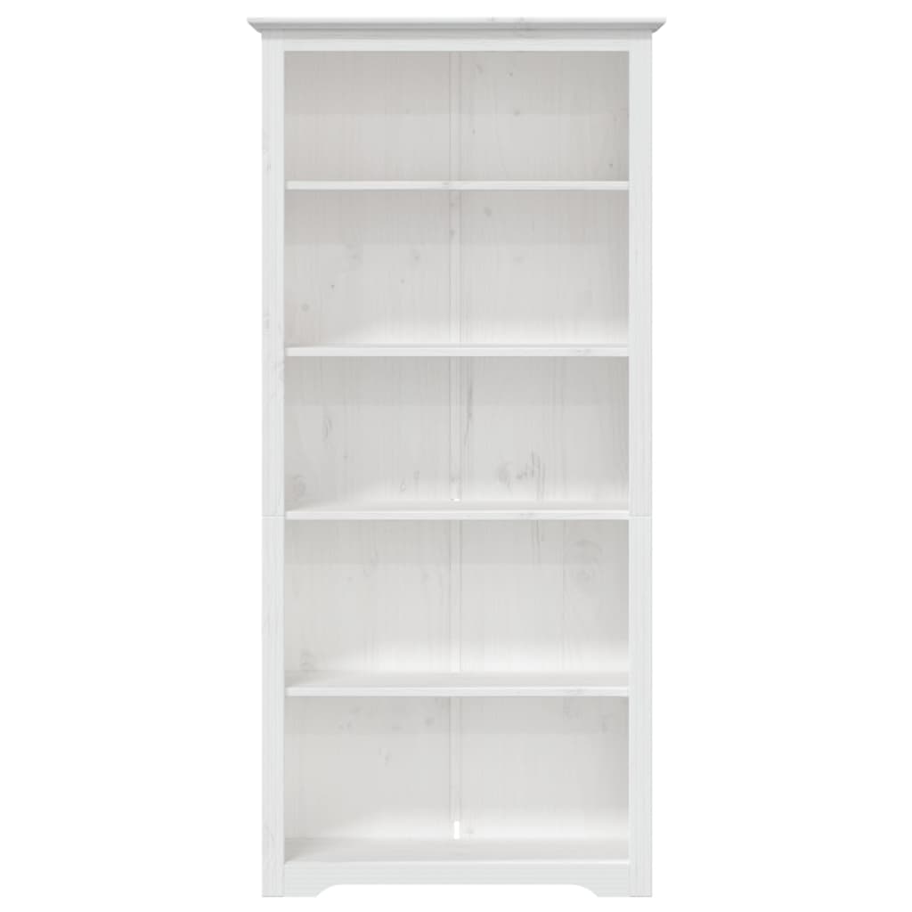 Bookcase BODO White 80x38x180 cm Solid Wood Pine 5-Tier