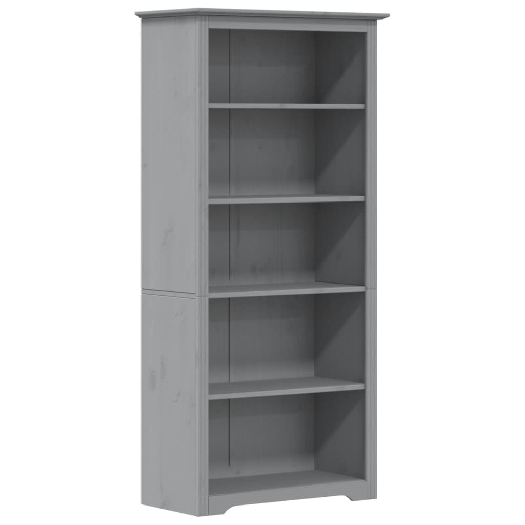 Bookcase BODO Grey 80x38x180 cm Solid Wood Pine 5-Tier