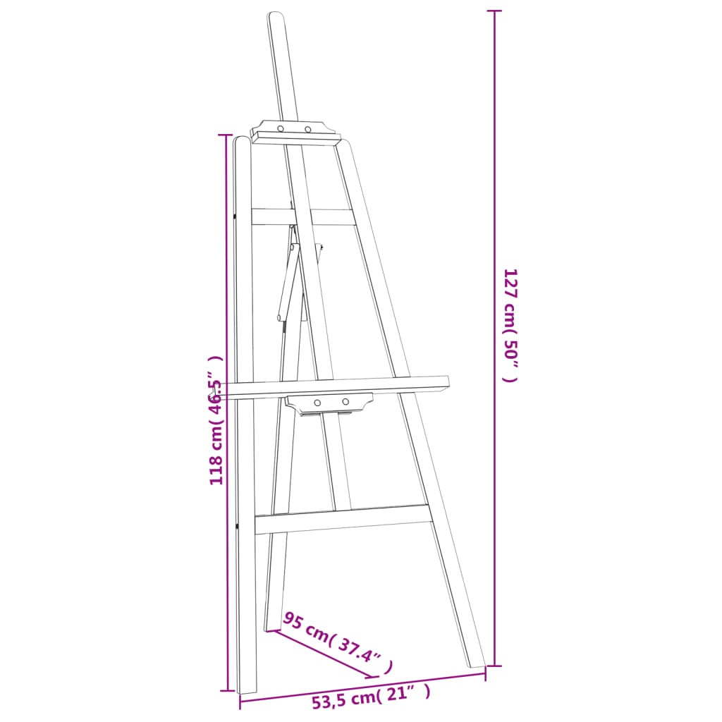 Easel Stand 53.5x95x127 cm Solid Wood Pine