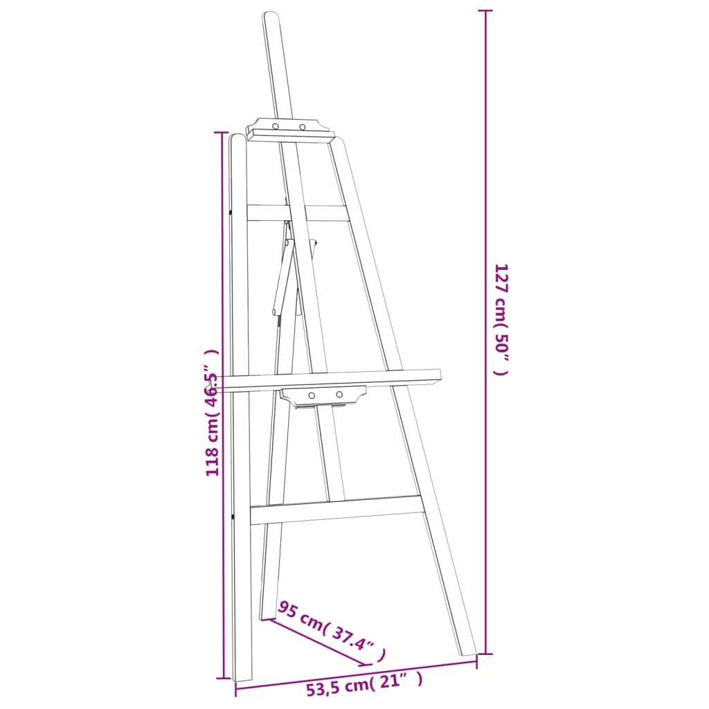 Easel Stand Black 53.5x95x127 cm Solid Wood Pine