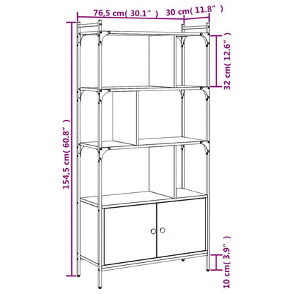 Bookcase with Doors Sonoma Oak 76.5x30x154.5 cm Engineered Wood