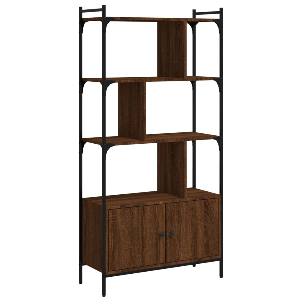 Bookcase with Doors Brown Oak 76.5x30x154.5 cm Engineered Wood