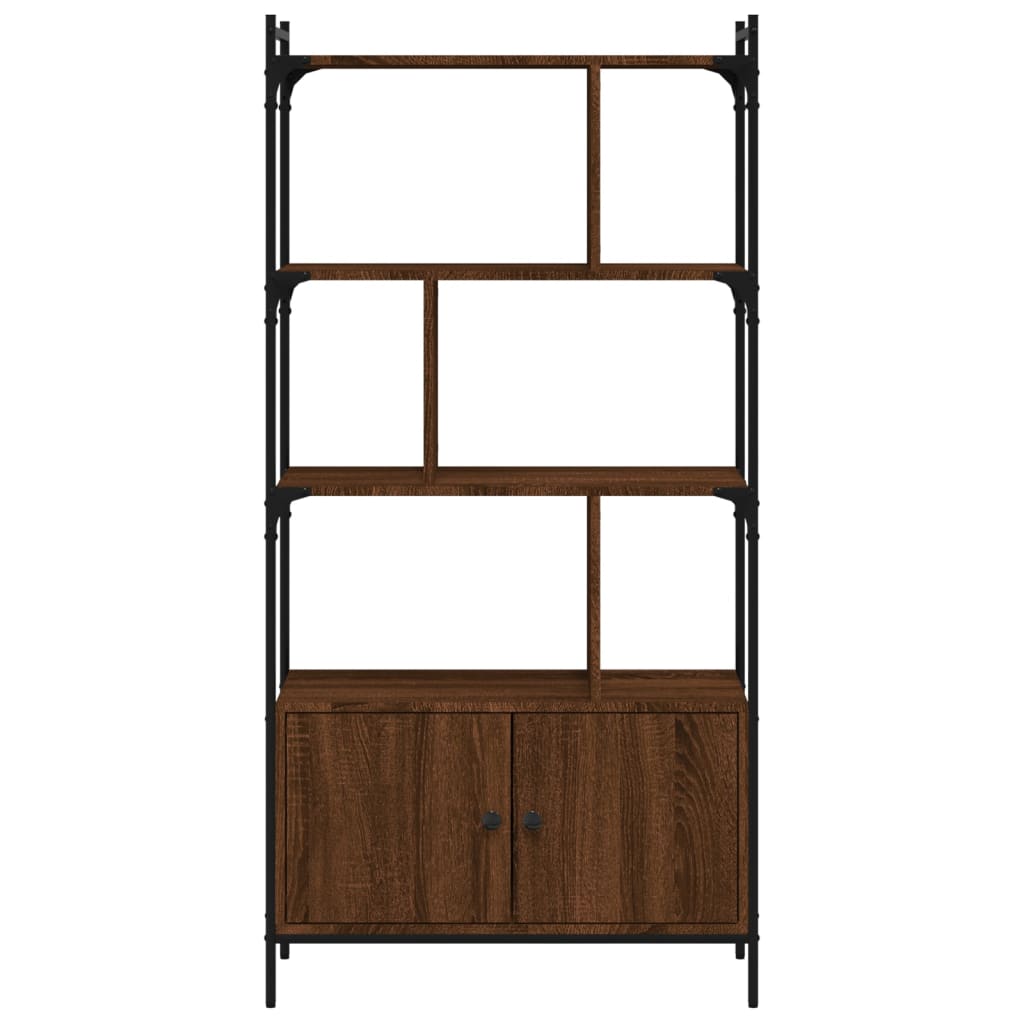 Bookcase with Doors Brown Oak 76.5x30x154.5 cm Engineered Wood