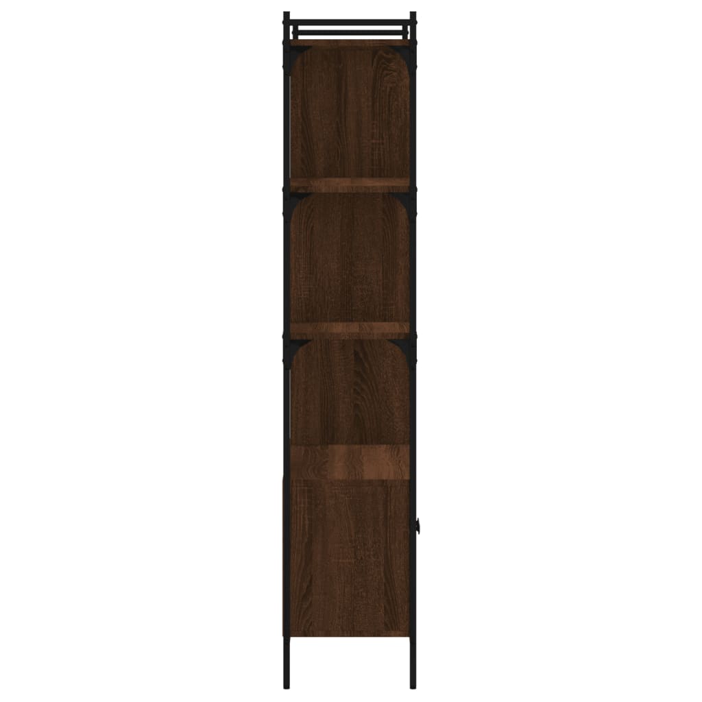 Bookcase with Doors Brown Oak 76.5x30x154.5 cm Engineered Wood