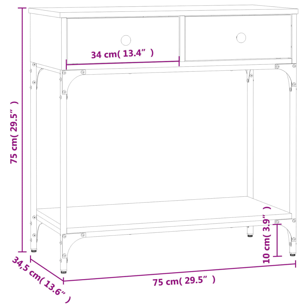 Console Table Sonoma Oak 75x34.5x75 cm Engineered Wood