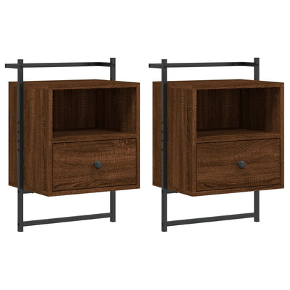 Bedside Cabinets Wall-mounted 2 pcs Brown Oak 40x30x61 cm Engineered Wood