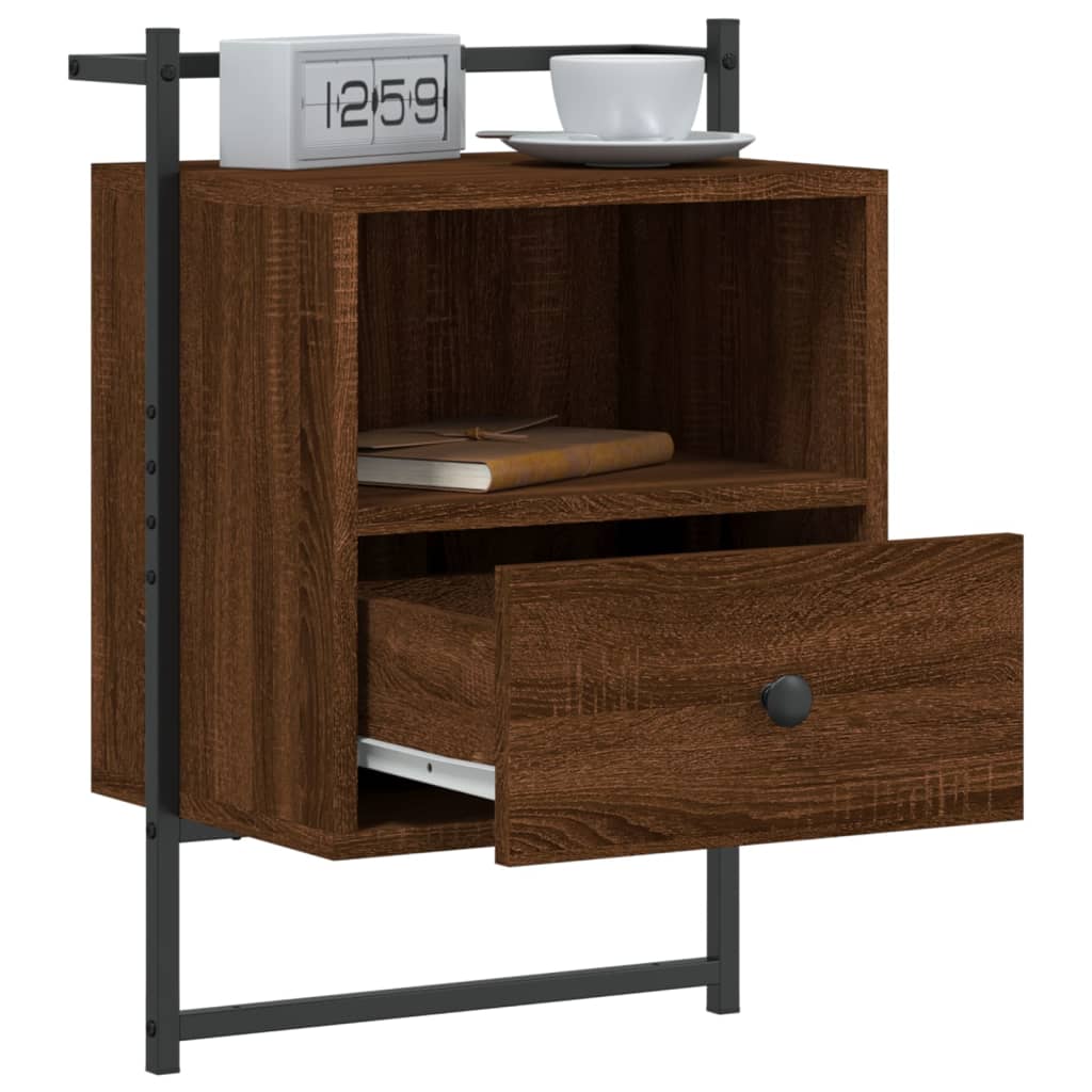 Bedside Cabinets Wall-mounted 2 pcs Brown Oak 40x30x61 cm Engineered Wood