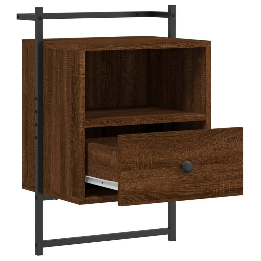 Bedside Cabinets Wall-mounted 2 pcs Brown Oak 40x30x61 cm Engineered Wood