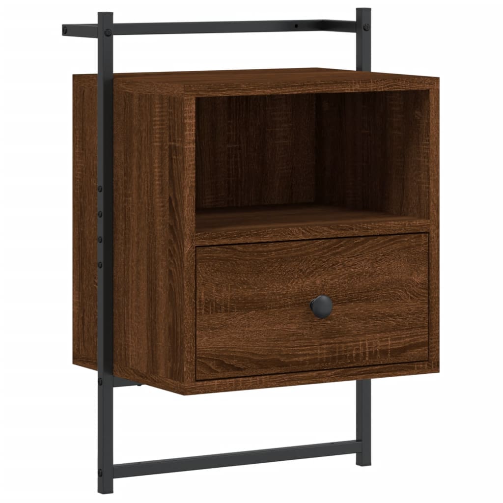 Bedside Cabinets Wall-mounted 2 pcs Brown Oak 40x30x61 cm Engineered Wood