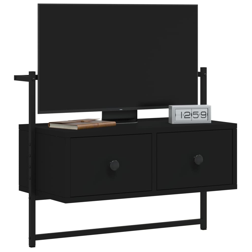 TV Cabinet Wall-mounted Black 60.5x30x51 cm Engineered Wood