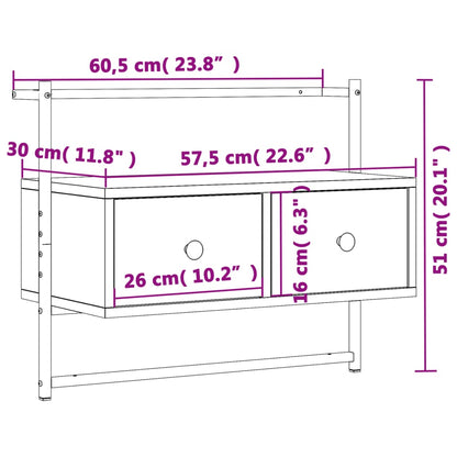 TV Cabinet Wall-mounted Black 60.5x30x51 cm Engineered Wood