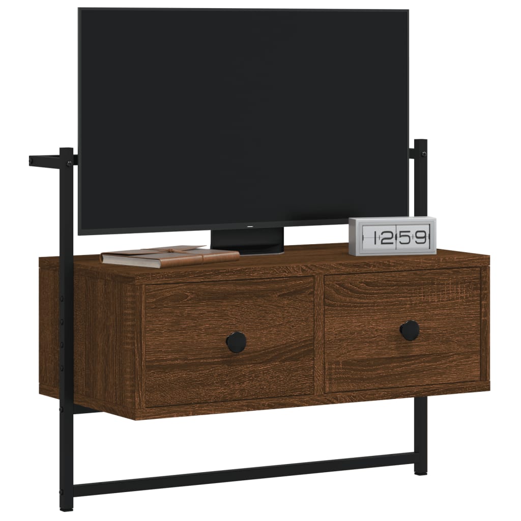 TV Cabinet Wall-mounted Brown Oak 60.5x30x51 cm Engineered Wood