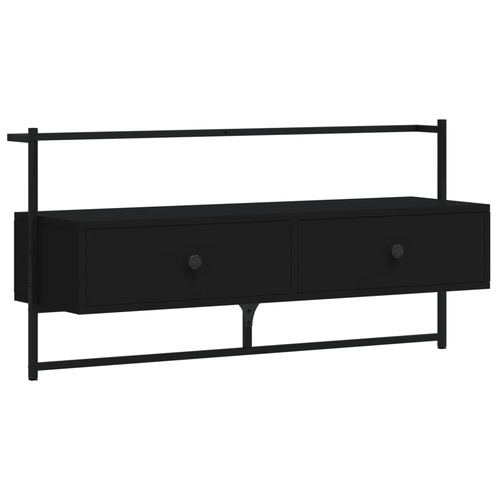 TV Cabinet Wall-mounted Black 100.5x30x51 cm Engineered Wood