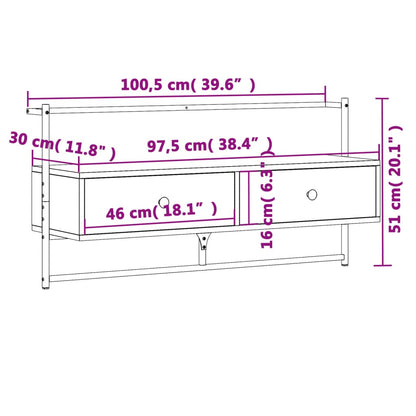 TV Cabinet Wall-mounted Sonoma Oak 100.5x30x51 cm Engineered Wood