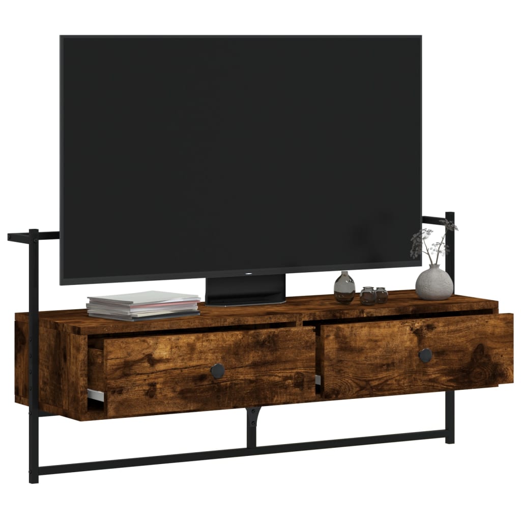 TV Cabinet Wall-mounted Smoked Oak 100.5x30x51 cm Engineered Wood