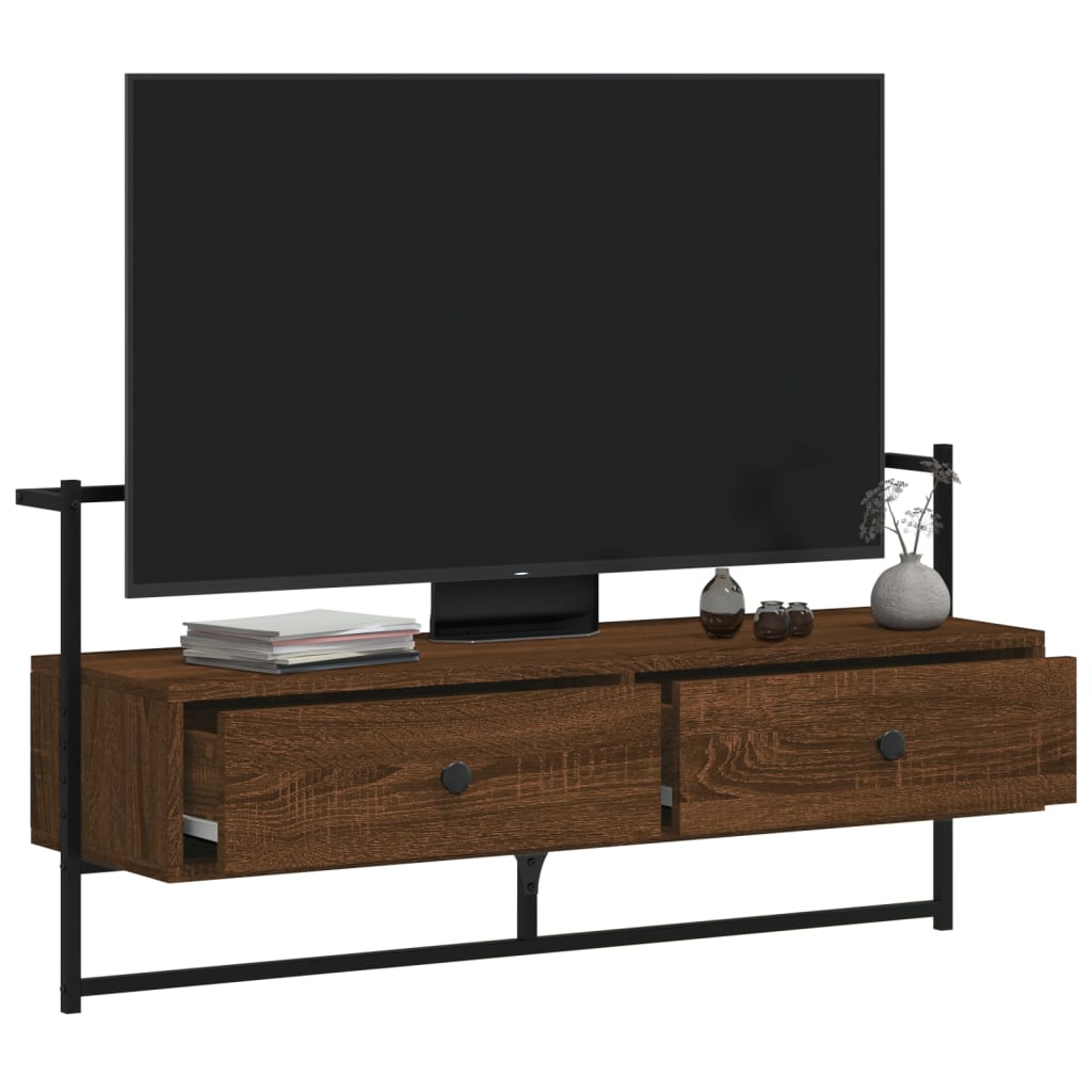 TV Cabinet Wall-mounted Brown Oak 100.5x30x51 cm Engineered Wood