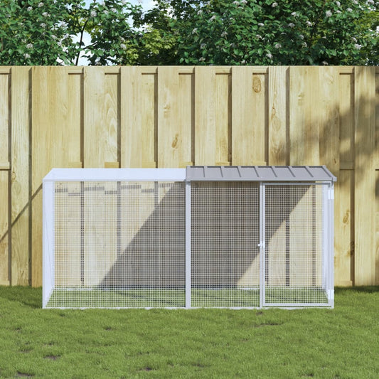 Chicken Cage with Roof Light Grey 203x98x90 cm Galvanised Steel