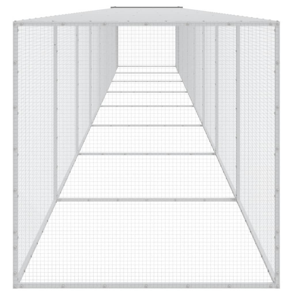 Chicken Cage with Roof Light Grey 803x98x90 cm Galvanised Steel