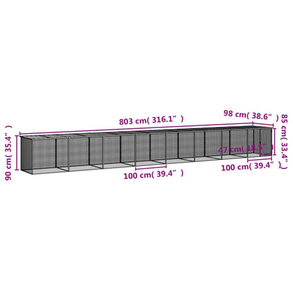 Chicken Cage with Roof Anthracite 803x98x90 cm Galvanised Steel