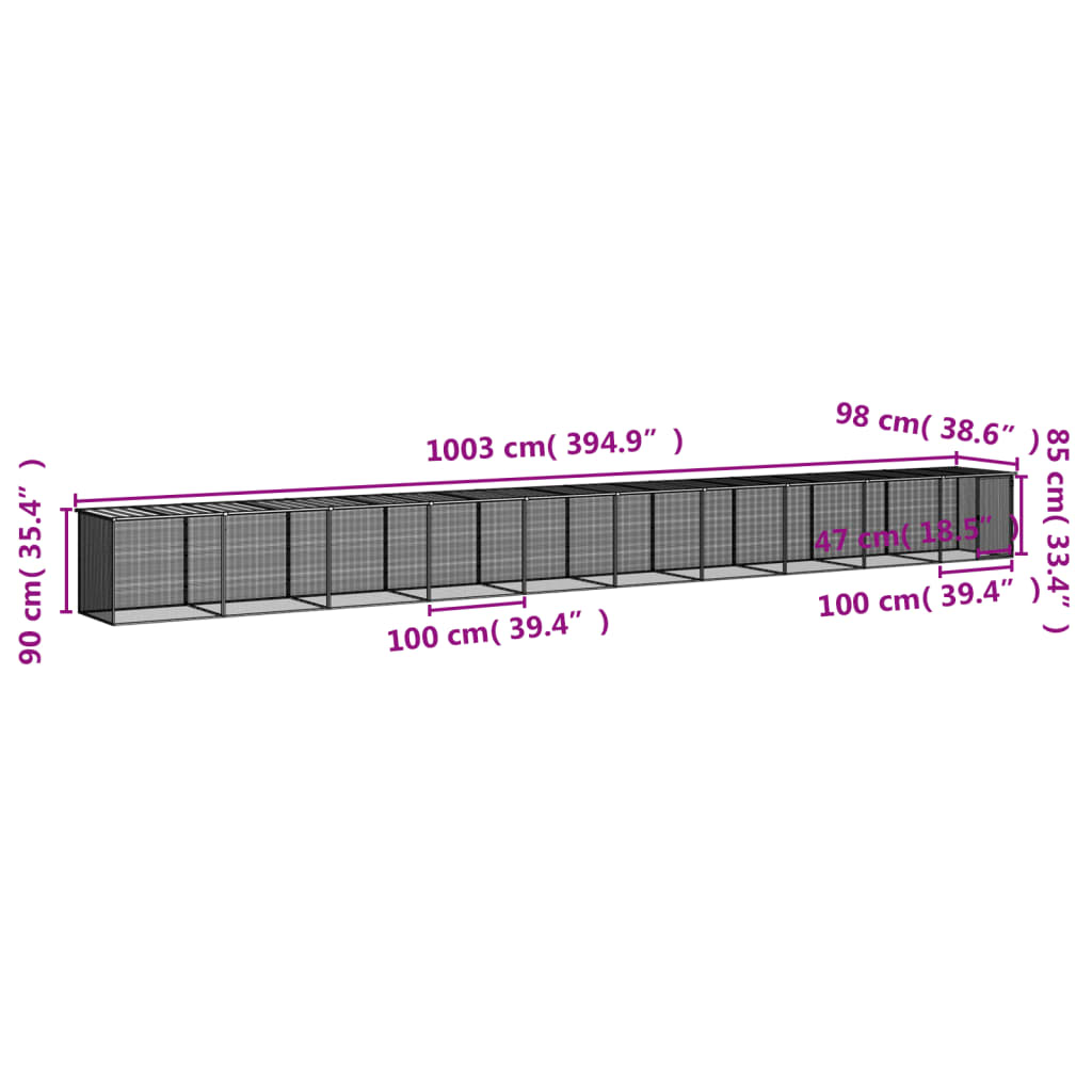 Chicken Cage with Roof Anthracite 1003x98x90 cm Galvanised Steel