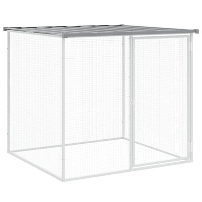 Chicken Cage with Roof Light Grey 203x98x90 cm Galvanised Steel