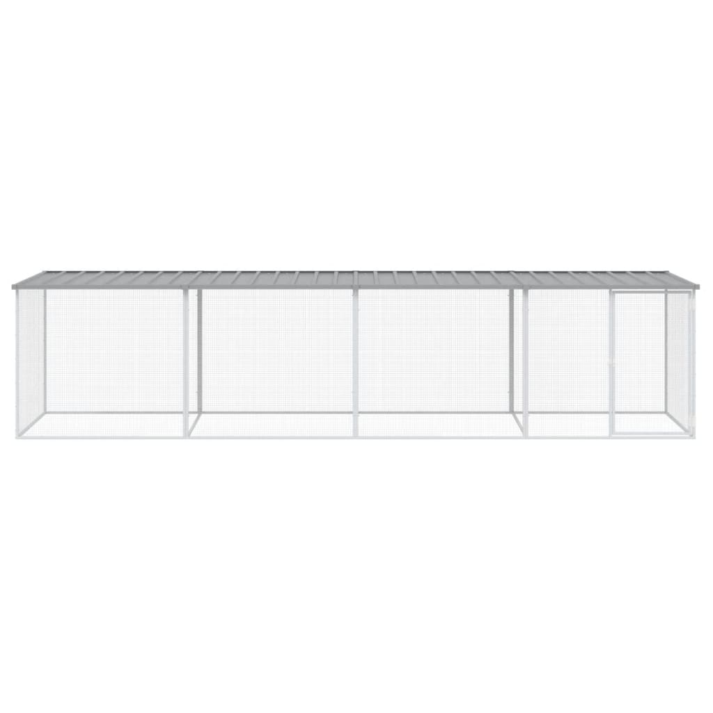 Chicken Cage with Roof Light Grey 403x98x90 cm Galvanised Steel