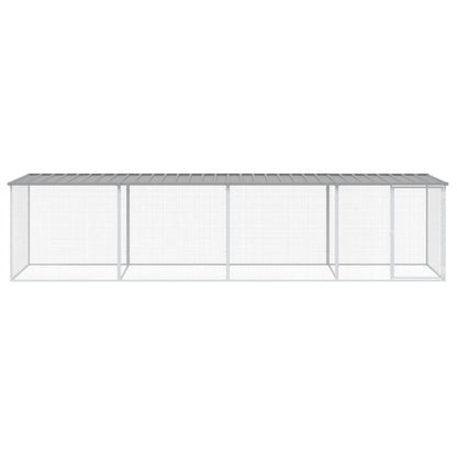 Chicken Cage with Roof Light Grey 403x98x90 cm Galvanised Steel