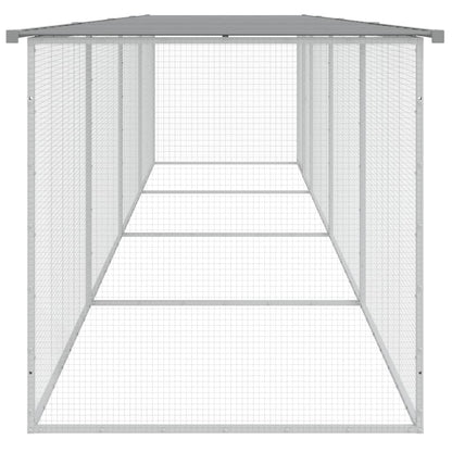 Chicken Cage with Roof Light Grey 403x98x90 cm Galvanised Steel